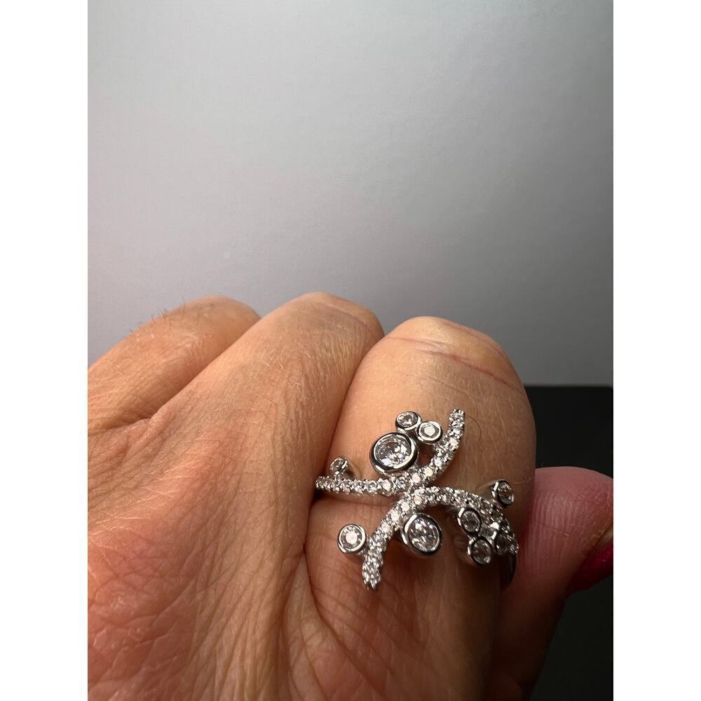 CZ bypass sterling silver bubble cocktail ring size 10 - Picture 2 of 8